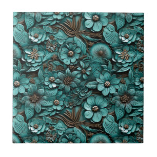 Cerâmica Azulejo De Couro Com Tool Floral