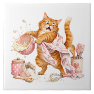 Cerâmica Azulejo de Cozinha de Gato Engraçado