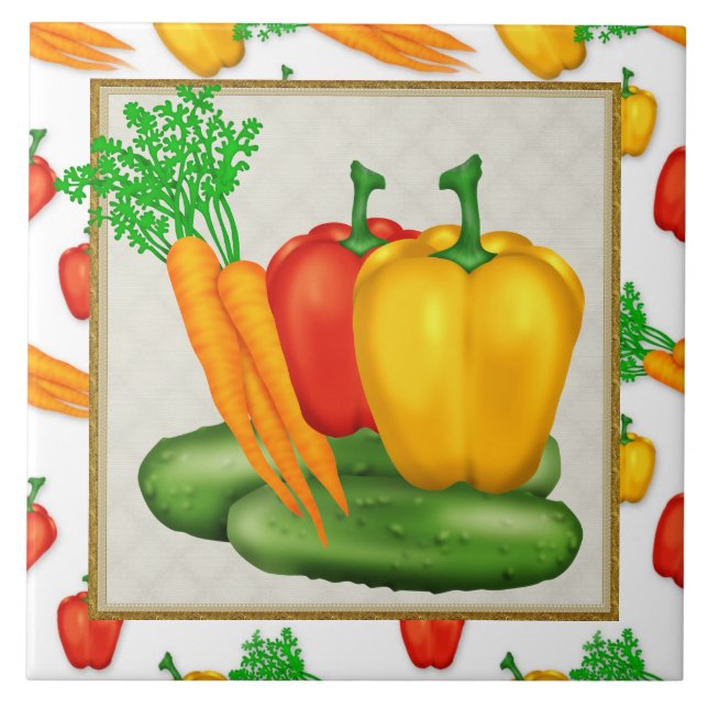 Cerâmica Azulejo de cozinha de legumes (Frente)
