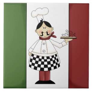Cerâmica azulejo de cozinha divertida de Chef Italiano