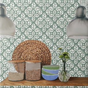 Cerâmica Azulejo de cozinha, folha de ovato verde e branco