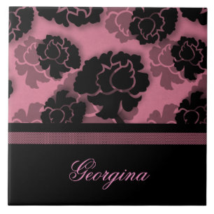 Cerâmica Azulejo de Decadência Floral Grungente, Rosa