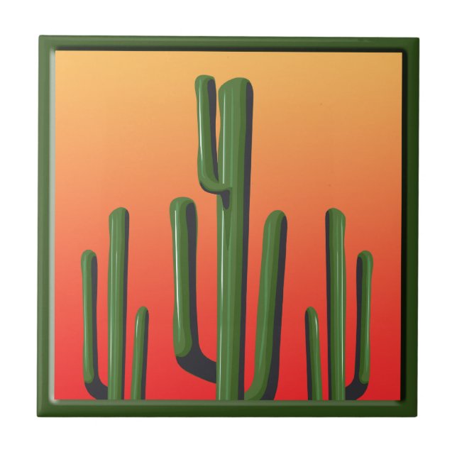 Cerâmica Azulejo de decadência inicial do Saguaro Cactus (Frente)