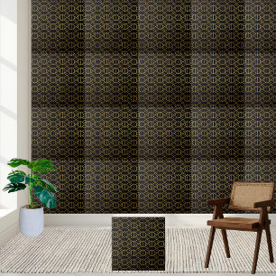 Cerâmica Azulejo de Deco de Arte Geométrica - Preto e Doura