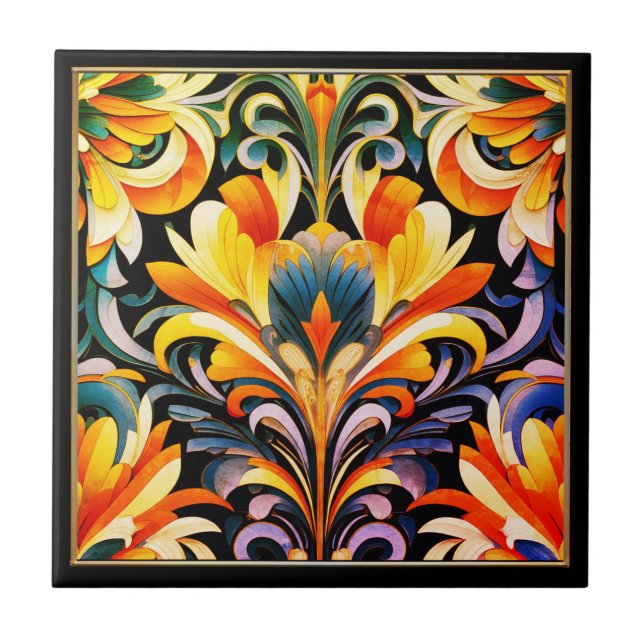 Cerâmica Azulejo de Design de Deco de Arte abstrato (Frente)