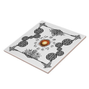 Cerâmica Azulejo de Design de Deco de Arte Sun Radiativo Zo