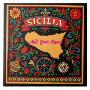 Cerâmica Azulejo de Design Siciliano Sicilia (personalize c