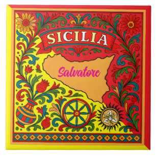 Cerâmica Azulejo de Design Siciliano Sicilia (personalize c