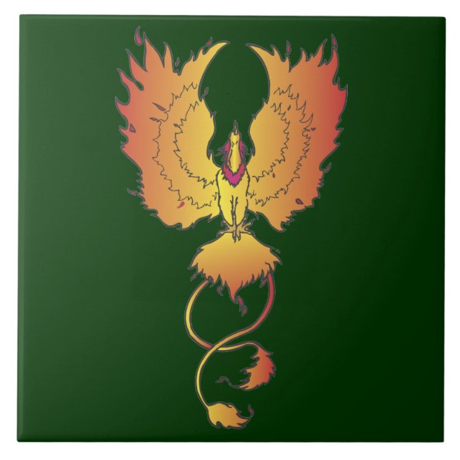 Cerâmica Azulejo de Destaque Decorativo da Phoenix ascensão (Frente)