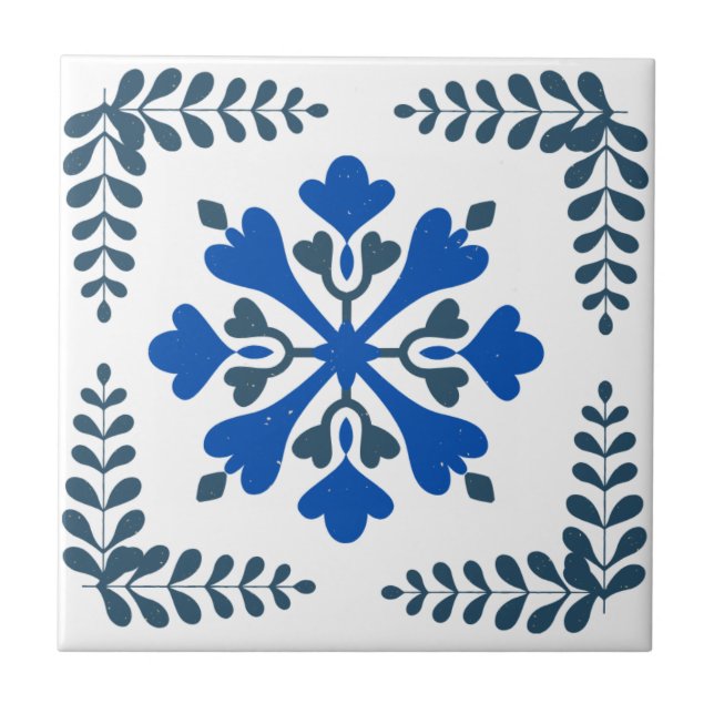 Cerâmica Azulejo de Destaque do Mediterrâneo Azul (Frente)