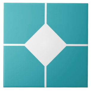 Cerâmica Azulejo de diamante cruzado branco e azul ciano