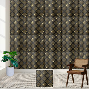 Cerâmica Azulejo de diamante preto e Dourado