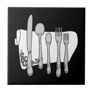 Cerâmica Azulejo de dinnerware preto e branco