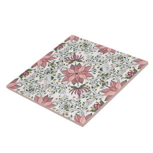Cerâmica Azulejo de Dodles Florais Cor-de-rosa