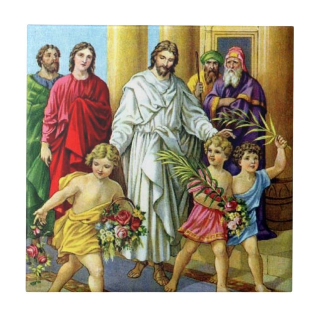Cerâmica Azulejo de domingo de palma de Jesus (Frente)