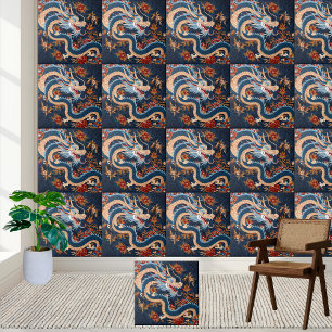 Cerâmica Azulejo de Dragão Chinoiserie Asiático