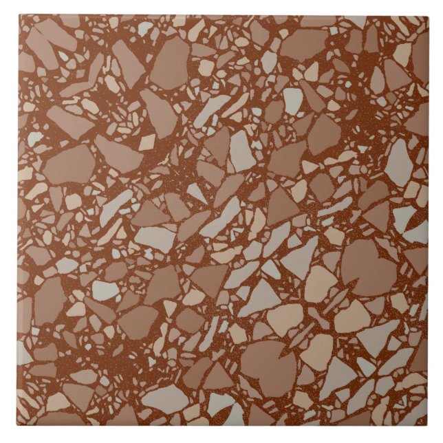 Cerâmica Azulejo de Efeito Marrom escuro moderno, Terrazzo (Frente)
