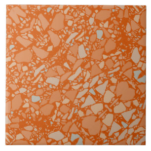 Cerâmica Azulejo de Efeito Terrazzo Laranja Escuro Moderno
