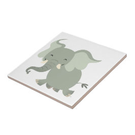 Cerâmica Azulejo de Elefante de Desenho Animado Alegre Fofo