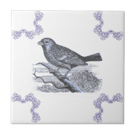 Cerâmica Azulejo de Ênfase Azul de Pássaro Permitido