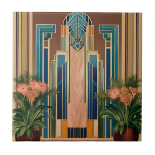Cerâmica Azulejo de Entrada da Era Dourada Art Déco