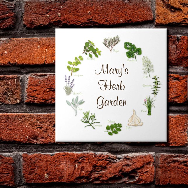 Cerâmica Azulejo de Ervas para o seu Jardim de Ervas (Ceramic Herb Tile for your Herb Garden decor! Fragrant, flavorful herbs and spices.)