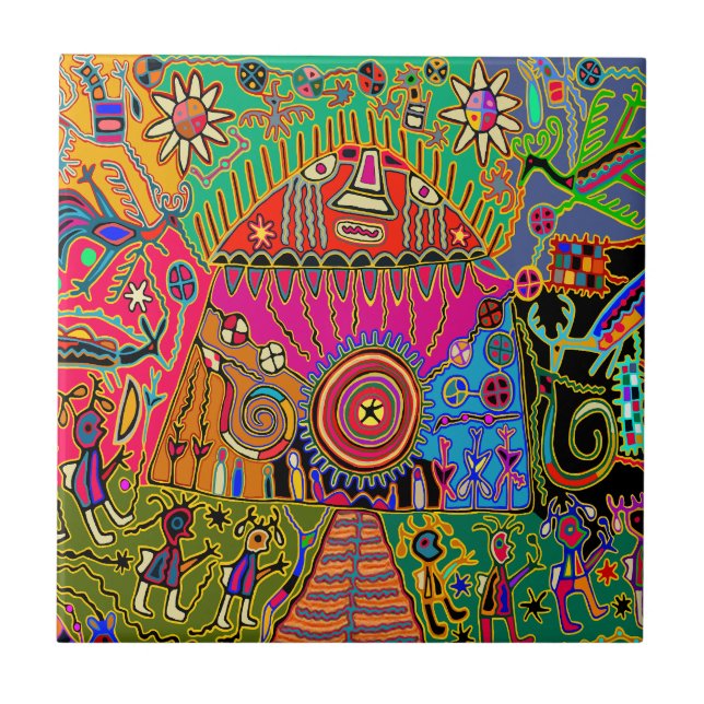 Cerâmica Azulejo de Espíritos Xamânicos (Frente)