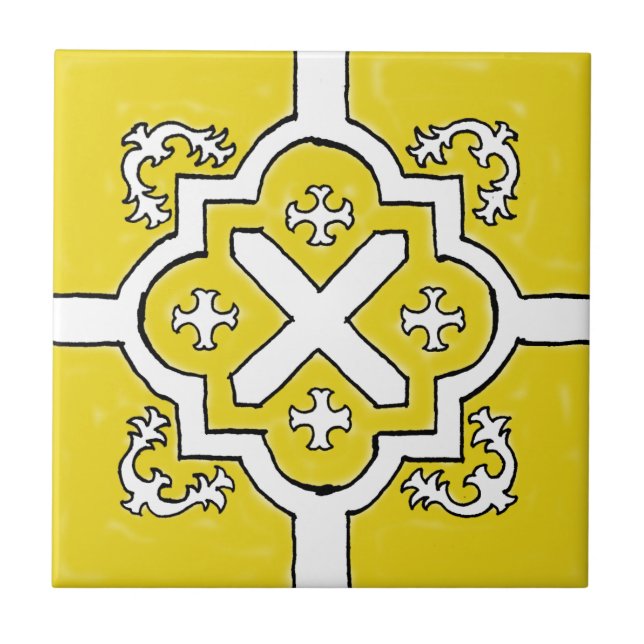 Cerâmica Azulejo de Estilo Amarelo Decorativo (Frente)