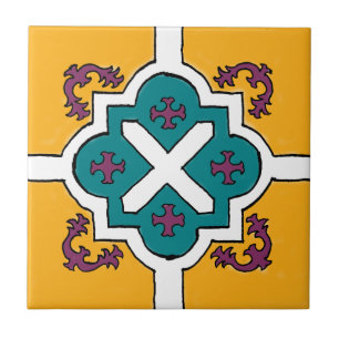 Cerâmica Azulejo de Estilo Amarelo/Violeta/Azul Espanhol
