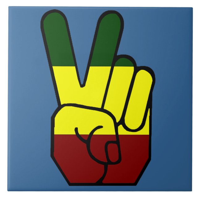Cerâmica Azulejo de Estilo de Reggae de Sinal de Paz (Frente)