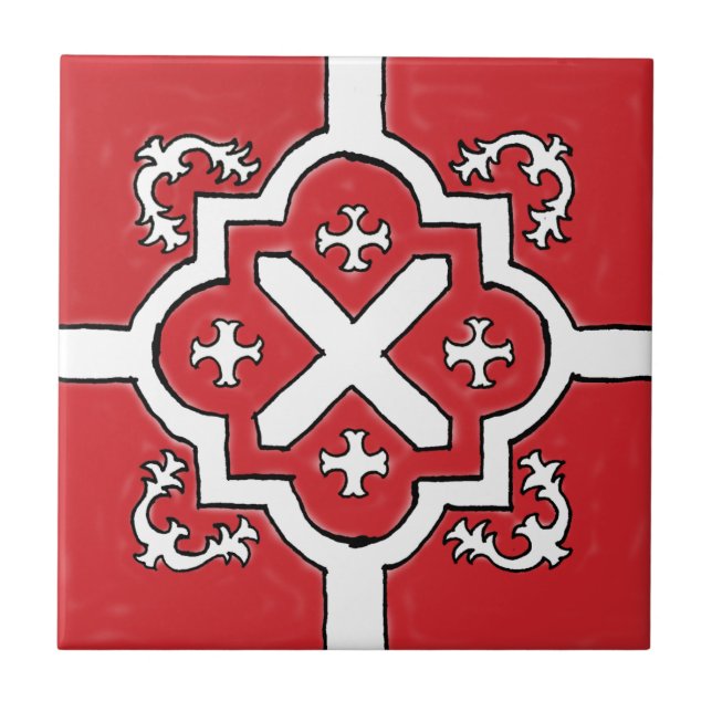 Cerâmica azulejo de Estilo Vermelho Decorativo (Frente)