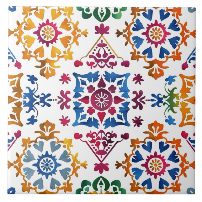 Cerâmica Azulejo de Estrela Colorida Mexicano (Frente)