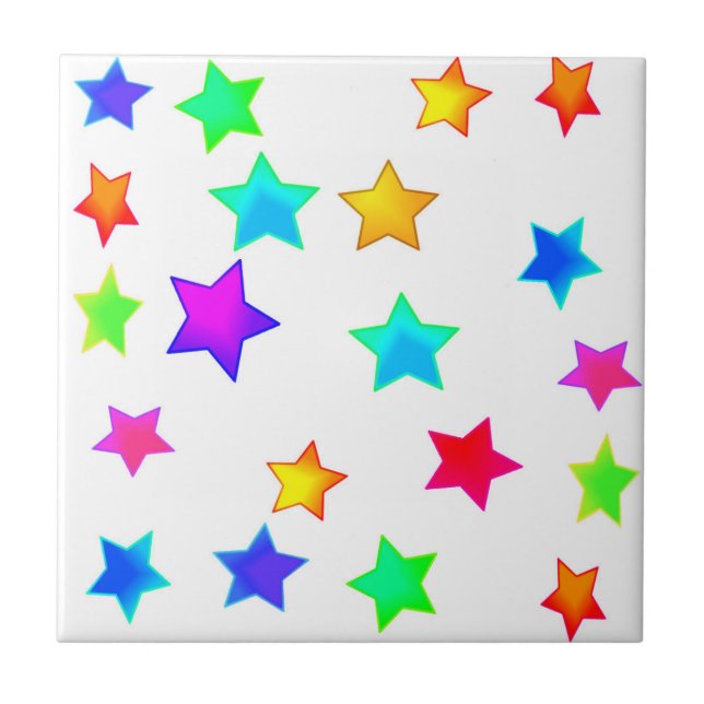Cerâmica Azulejo de Estrelas Colorido (Frente)