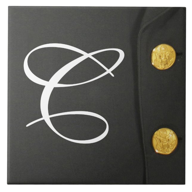 Cerâmica AZULEJO de Exibição de Monograma de Vestido Unifor (Frente)