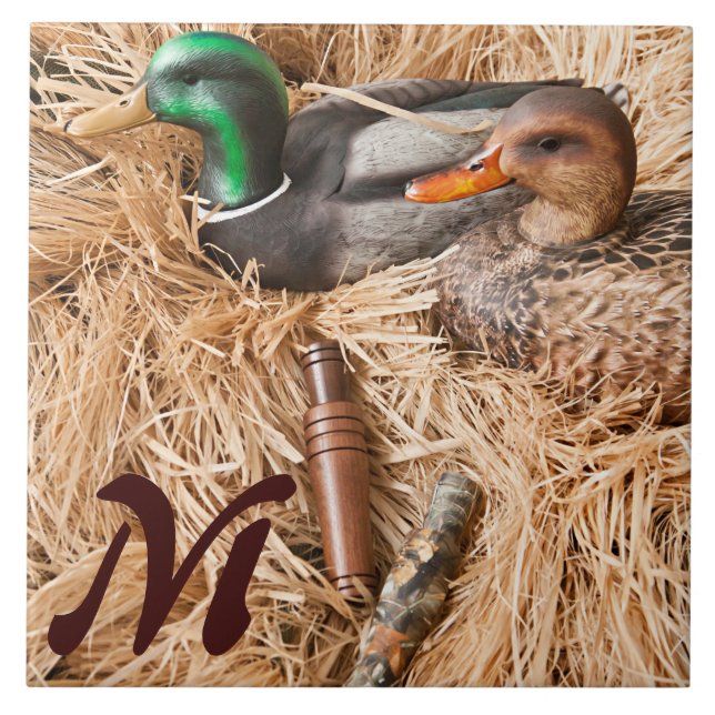 Cerâmica Azulejo de Exibição do Duck Call Mallard Drake Mon (Frente)