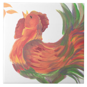 Cerâmica Azulejo de exultação Trivet do galo