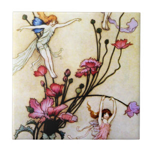 Cerâmica Azulejo de fadas e flores