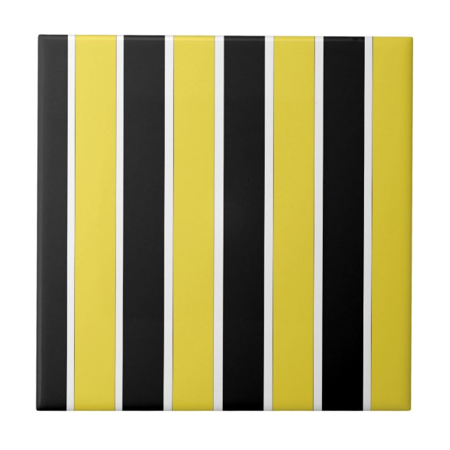 Cerâmica Azulejo de faixa preto, branco e amarelo (Frente)