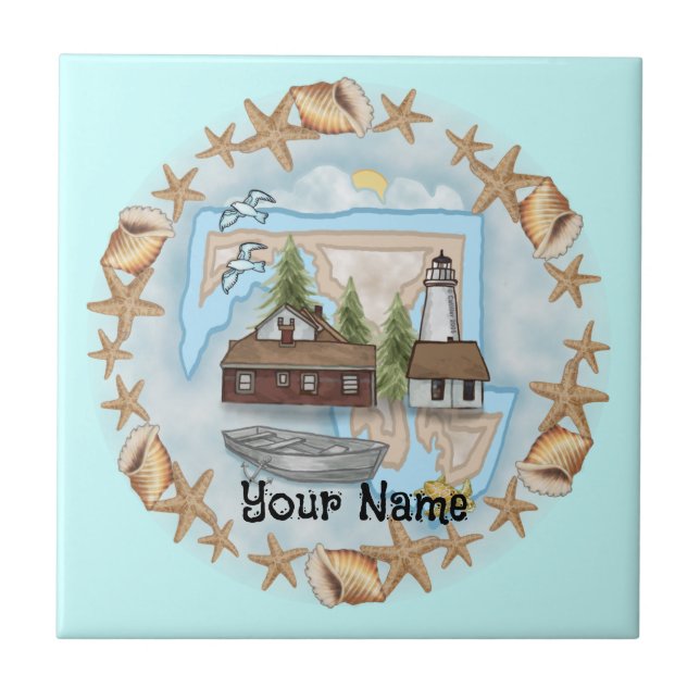 Cerâmica Azulejo de Farol de Maryland (Frente)