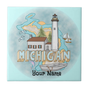 Cerâmica Azulejo de Farol de Michigan