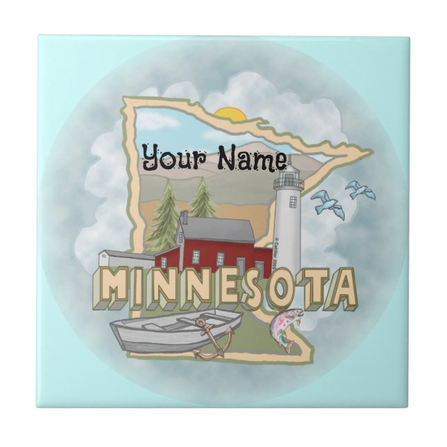 Cerâmica Azulejo de Farol de Minnesota (Frente)