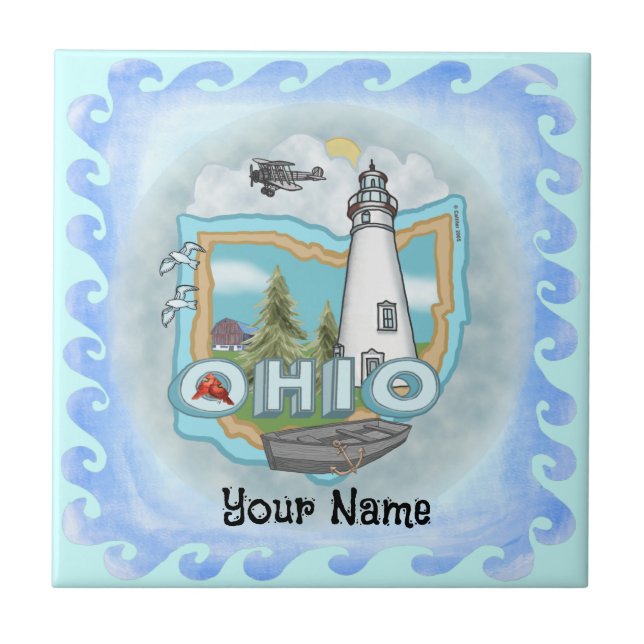 Cerâmica Azulejo de Farol de Ohio (Frente)