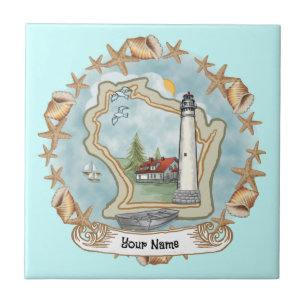 Cerâmica Azulejo de Farol de Wisconsin