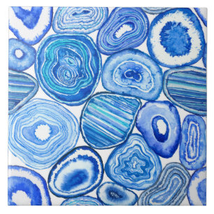 Cerâmica Azulejo de fatias de agata azul