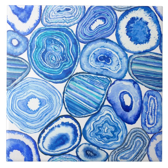 Cerâmica Azulejo de fatias de agata azul (Frente)
