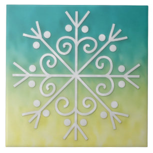 Cerâmica Azulejo de Férias de Inverno Floco de Neve Ombre Á