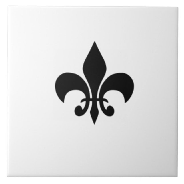 Cerâmica Azulejo De Fleur De Lis, Preto E Branco (Frente)