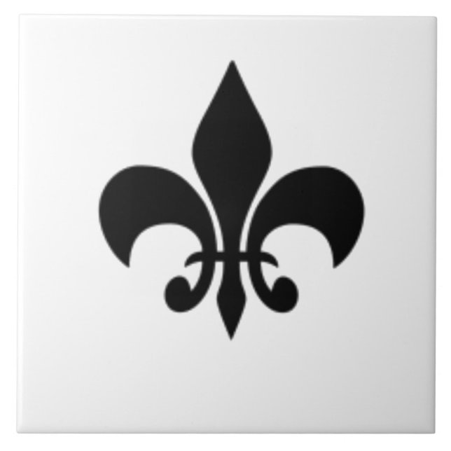 Cerâmica Azulejo De Fleur De Lis, Preto E Branco (Frente)