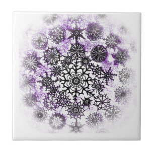 Cerâmica Azulejo de flocos de neve roxos