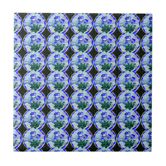 Cerâmica azulejo de flor azul (Frente)